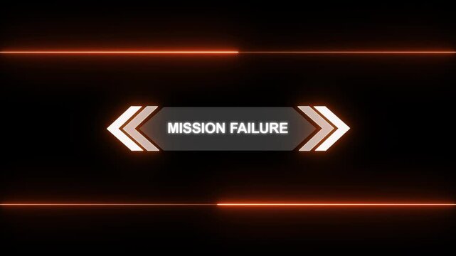 Animation of Callout, HUD UI elements on black color background. Animation of HUD elements with text "Mission Failure". Callout futuristic hud animation digital six pack on the black screen .