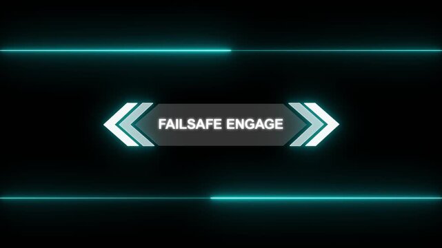 Animation of Callout, HUD UI elements on black color background. Animation of HUD elements with text "Failsafe Engage". Callout futuristic hud animation digital white tone six pack on the screen