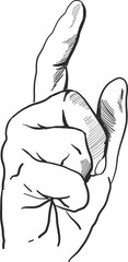Obraz premium Pointing Up Hand Gesture Black and White Line Art Illustration