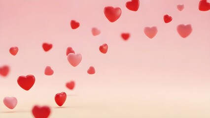 Romantic 3D Heart Illustration on Soft Pink Gradient Background