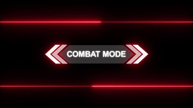 Animation of Callout, HUD UI elements on black color background. Animation of HUD elements with text "Combat Mode". Callout futuristic hud animation digital white tone six pack on the black screen