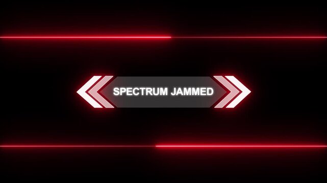 Animation of Callout, HUD UI elements on black color background. Animation of HUD elements with text "Spectrum Jammed". Callout futuristic hud animation digital white six pack on the black screen
