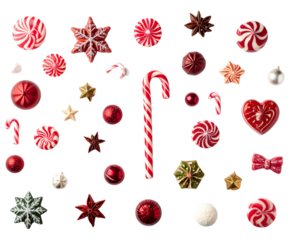 Christmas candy assortment, white on white background background high quality image 