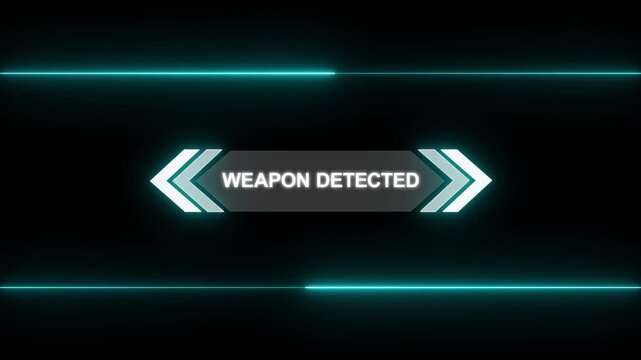 Animation of Callout, HUD UI elements on black color background. Animation of HUD elements with text "Weapon Detected". Callout futuristic hud animation digital white six pack on the black screen