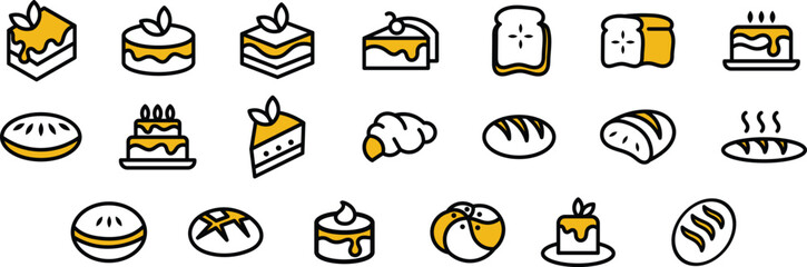 Fototapeta premium Big Interface Icon Set Vector Cake and Bread for Mobile and Web Apps