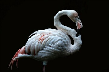 Graceful flamingo posing with vibrant feathers on display