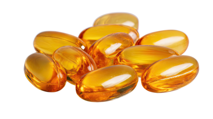 Fish oil capsules dietary supplement with omega-3 in jar supporting heart brain health isolated on white background