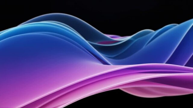 Abstract layered colorful wave forms on black background
