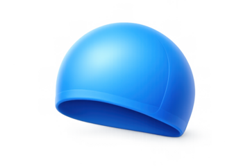 Blue swim cap on neutral background for digital design projects