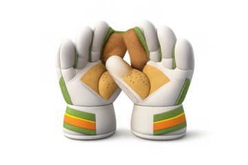 Cricket wicket keeping gloves illustration for sports equipment design and promotion