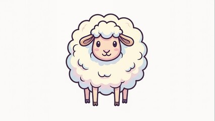 Obraz premium Illustration of a cute sheep standing alone
