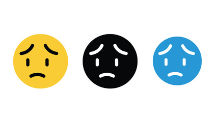 Sad faces in different colors on white background