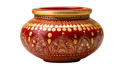 Traditional Thai earthenware art object featuring a brown clay ceramic vase and antique pottery jar design isolated on white background