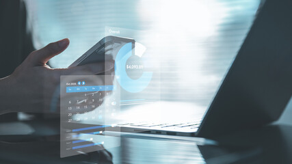 Personal expense tracking dashboard on mobile and laptop, visualizing budget, spending analytics, and savings overview to help users manage money, plan finances, and improve financial control.