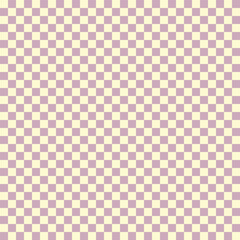 Pastel purple and cream yellow checkerboard pattern background. Retro geometric checkered texture. Lilac square tile wallpaper.