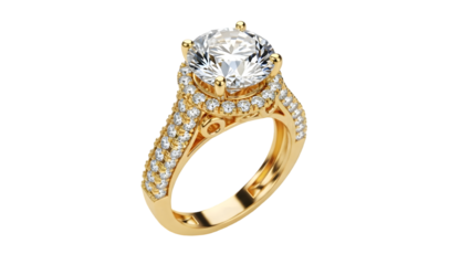 Luxury diamond solitaire ring isolated on transparent background jewellery fing ring