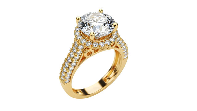 Luxury diamond solitaire ring isolated on transparent background jewellery fing ring