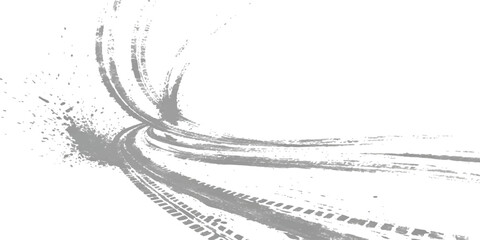 Dynamic tire tracks and mud splashes creating an abstract background for extreme sports © md
