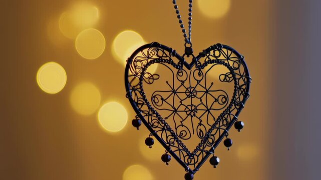 Wire Filigree Heart Pendant With Bokeh
