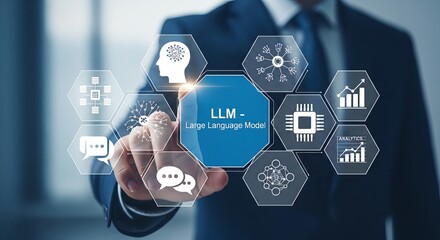 AI Language Model Technology with Neural Network and Data Processing