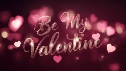Elegant photo of Elegant 'Be My Valentine' calligraphy on a dreamy pink bokeh heart background