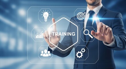 Business Training and Skill Development Concept with Digital Icons