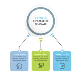 Business infographic template with three connected options