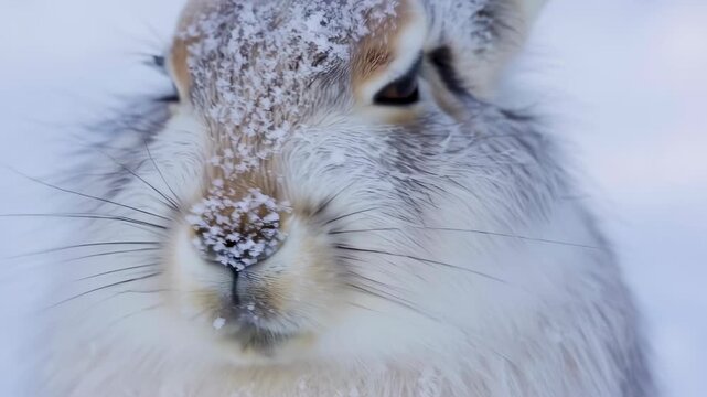 Arctic Hare Frosted Nose Close Portrait
