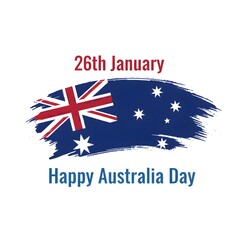 Happy Australia Day 26th January Patriotic Brush Stroke Design with Australian Flag