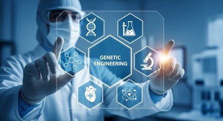 Genetic Engineering Concept with DNA and Biotechnology Icons