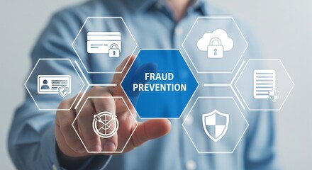 Fraud Prevention Concept with Cybersecurity and Data Protection Icons