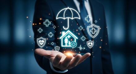 Health Insurance Protection Concept with Digital Medical Icons