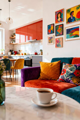 AI Image Of A Living Room With A Modern Style And Lots Of Vibrant Color