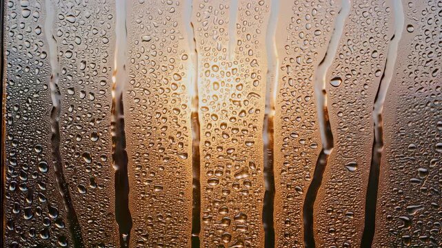 Golden Condensation On Glass Closeup