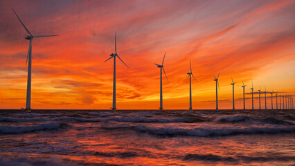 high-power offshore wind turbine design.3D rendering.