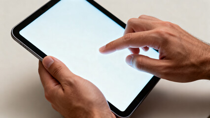 Close-Up of Hands Using Tablet Device, Modern Technology Concept © zhang