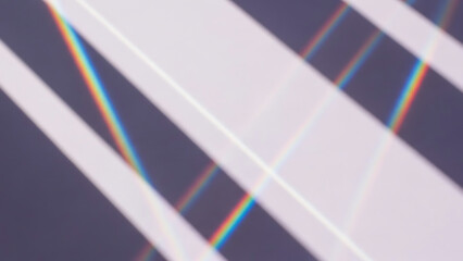 Abstract light refractions creating dynamic prism patterns on a dark surface, graphic design, minimalistic environment, top-down viewpoint, optical concept
