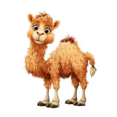 Cute camel cartoon desert theme isolated on transparent background.