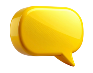 3D Yellow Chat Bubble Isolated Transparent Background.