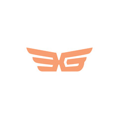 Winged EG letter logo design vector