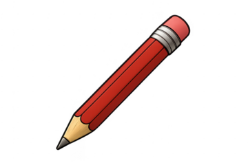 Red pencil with eraser drawing writing education tool