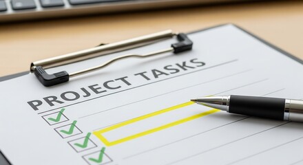 Project checklist with one item remaining, negative copy space