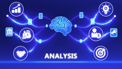 Business Data Analysis and Statistical Research in Digital Technology Network Animation - Powered by Adobe