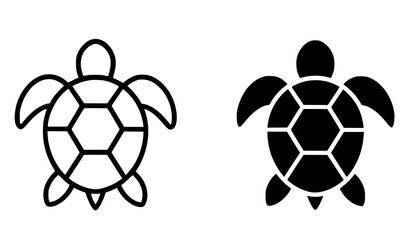 Obraz premium Turtle illustration icon, black and white, outline and silhouette style