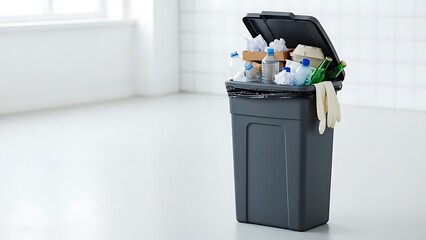 Neatly Disposed Garbage in Clean Trash Bin &ndash; Hygiene and Cleaning Concept