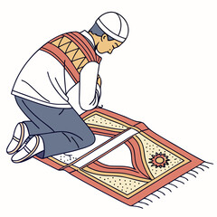 Man performing prayer on a prayer rug