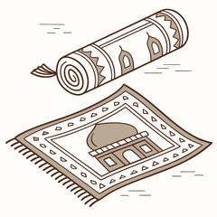 Illustrated prayer rug and scroll