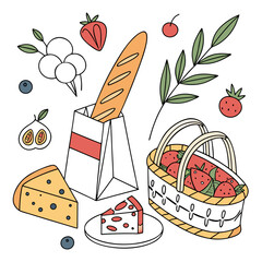 Illustrated food items