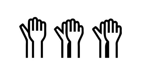 Three hands raised in solidarity