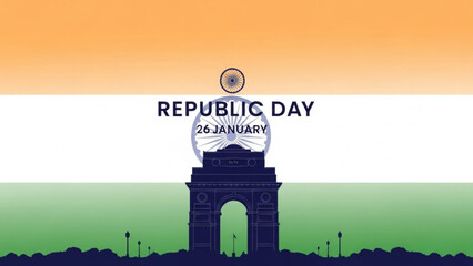 Indian republic day celebration graphic with gate of india and flag colors with Indian flag and Patriotic and National symbol and Indian culture